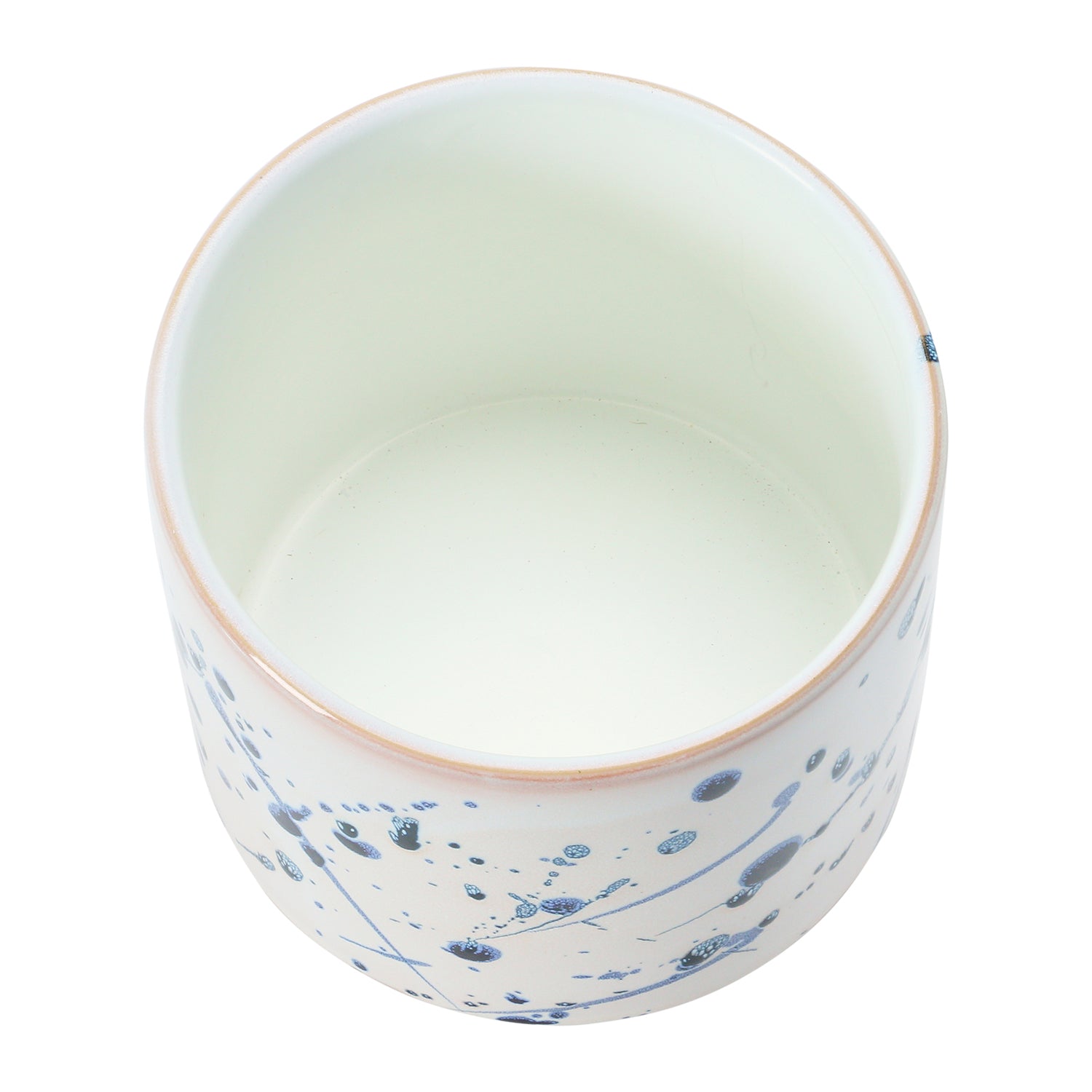 Stoneware Footed Planter with Splatter Design, White & Blue